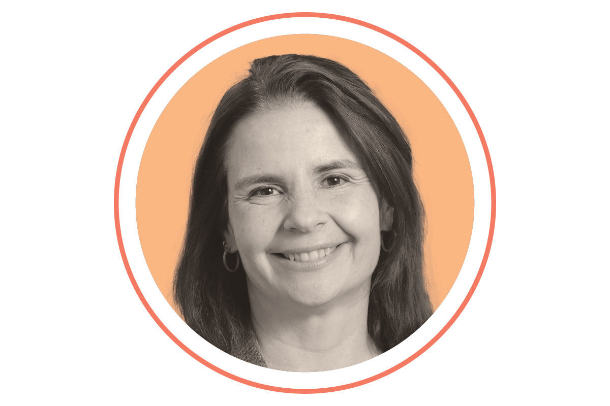Image of Marina Caskey in an orange graphic