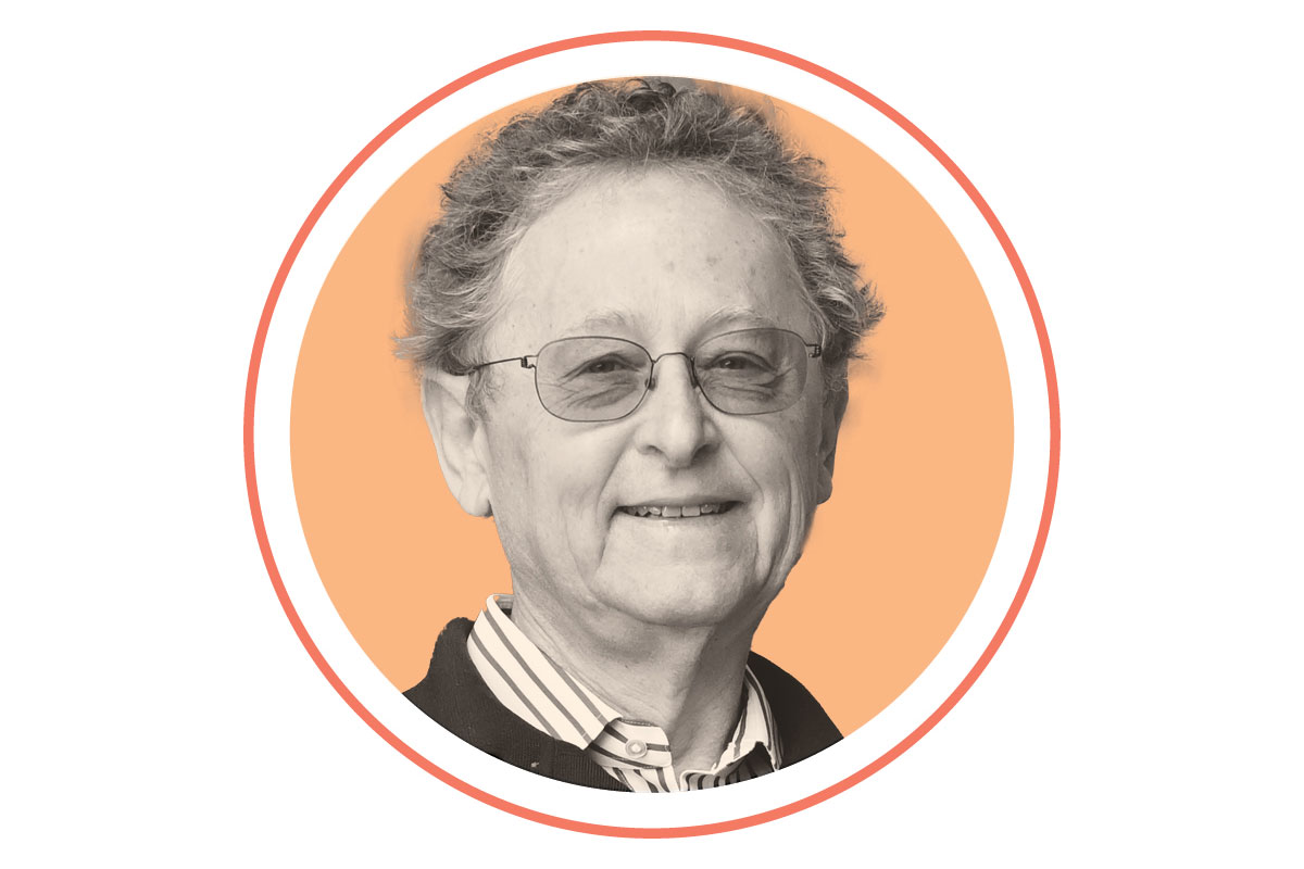 Image of Michel Nussenzweig in an orange graphic