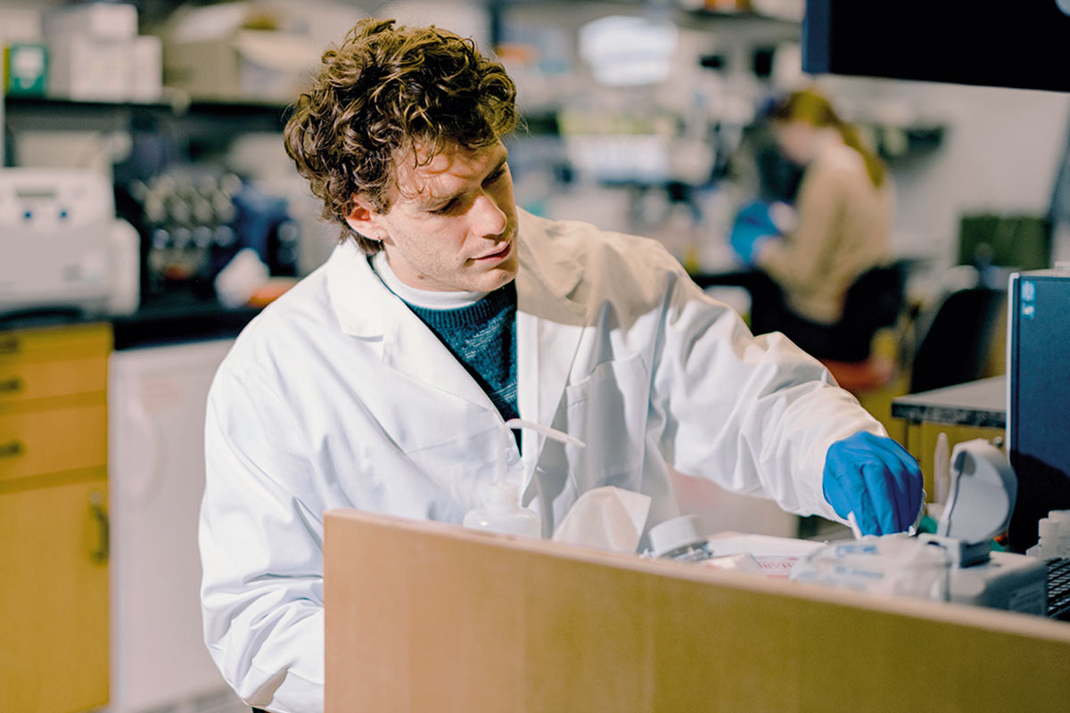 A person works in a lab